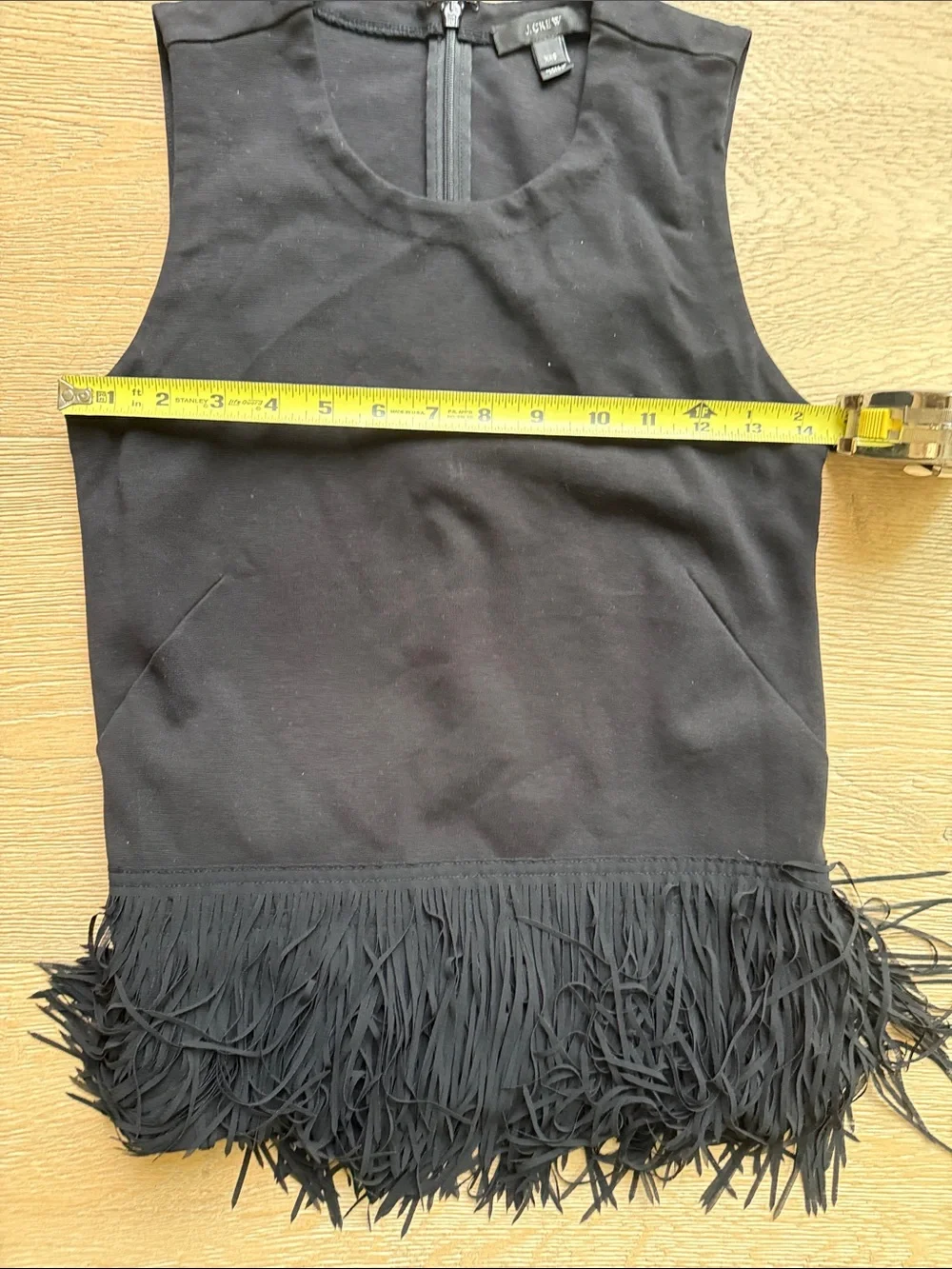 Vintage J.Crew Black Fringe-Hem Tank Top | XXS | Sleeveless Statement Top
